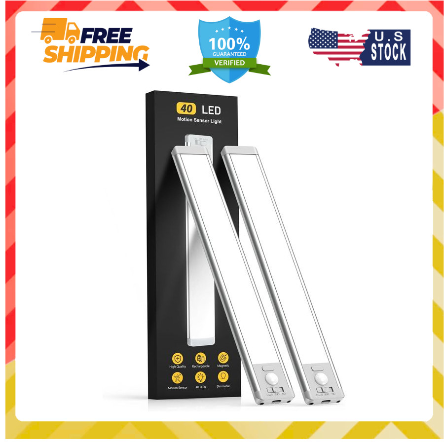 10" Motion Sensor Cabinet Lights – 2 Pack, Rechargeable & Dimmable