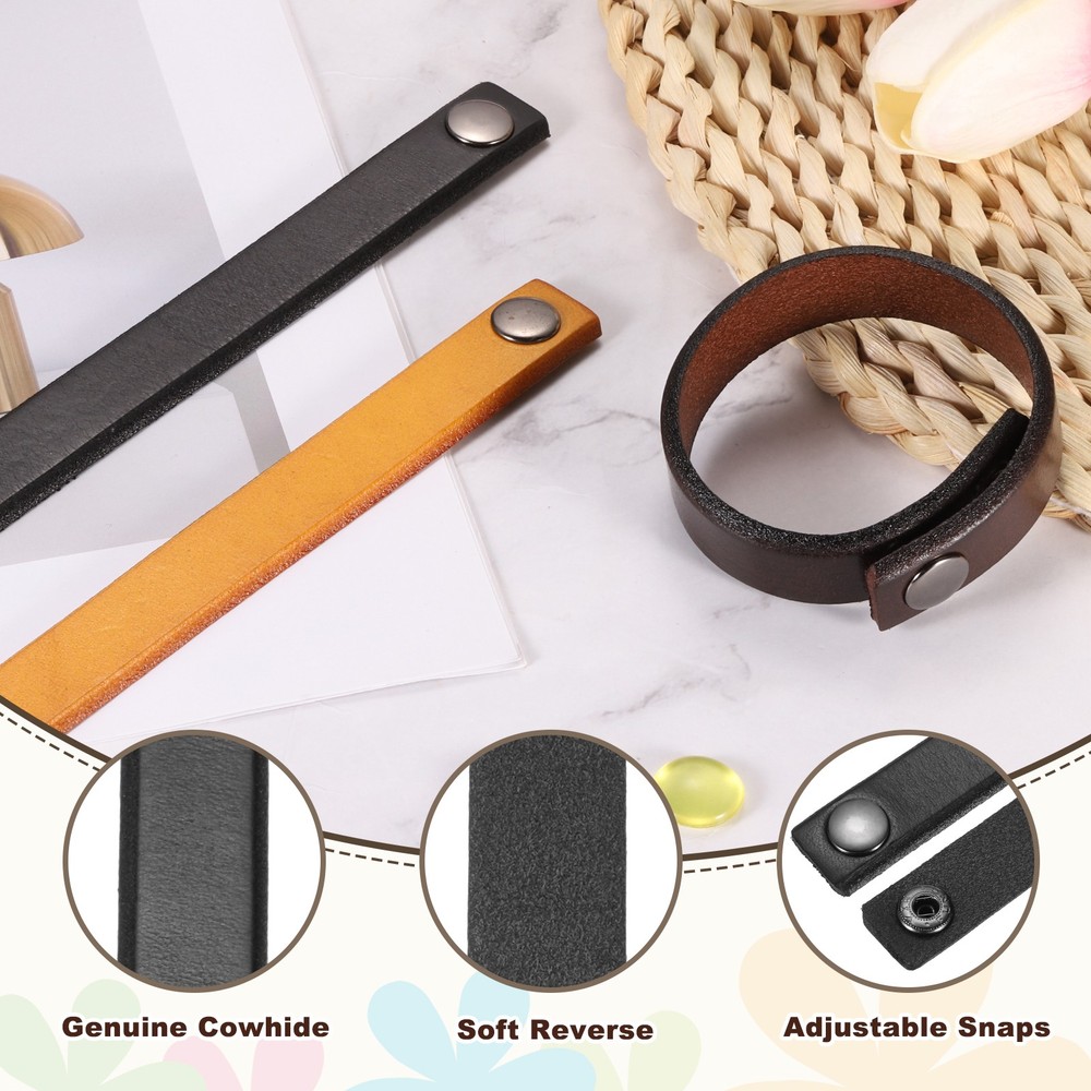 Plain Buckle Snap Leather Bracelets Leather Snap Bracelets, Black