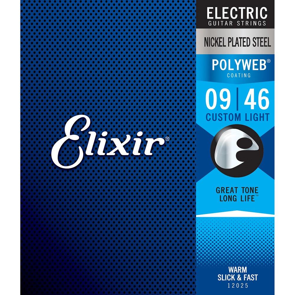 Elixir 12025 Polyweb Coating NPS Electric Guitar Strings, Custom Light (9-46)