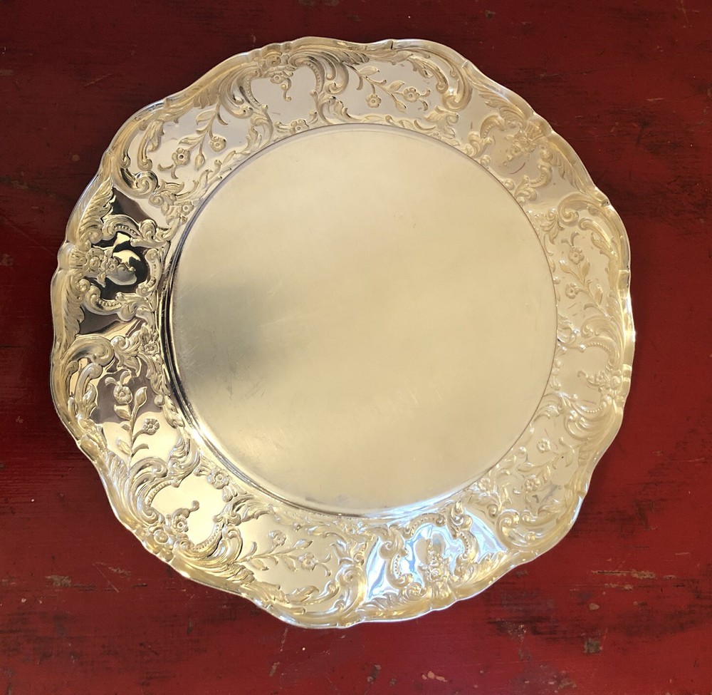 Wallace Grand Victorian Silverplate 1664 Wine Bottle Coaster Holder 8” Round