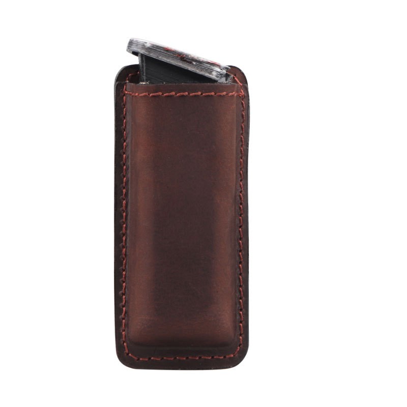 Tactical IWB OWB Genuine Leather Magazine Pouch for 9mm Single Stack Mag Holder