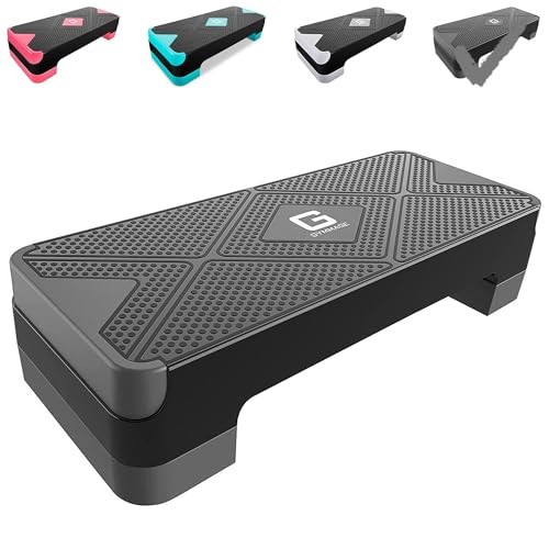 Adjustable Workout Aerobic Stepper, Aerobic Exercise Step Platform Dark Gray