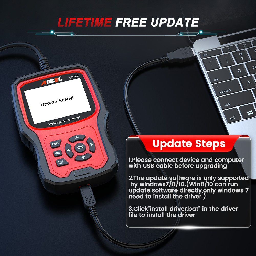 ANCEL VD700-US For VW Car OBD2 Scanner Fault Code Reader All System Diagnostic