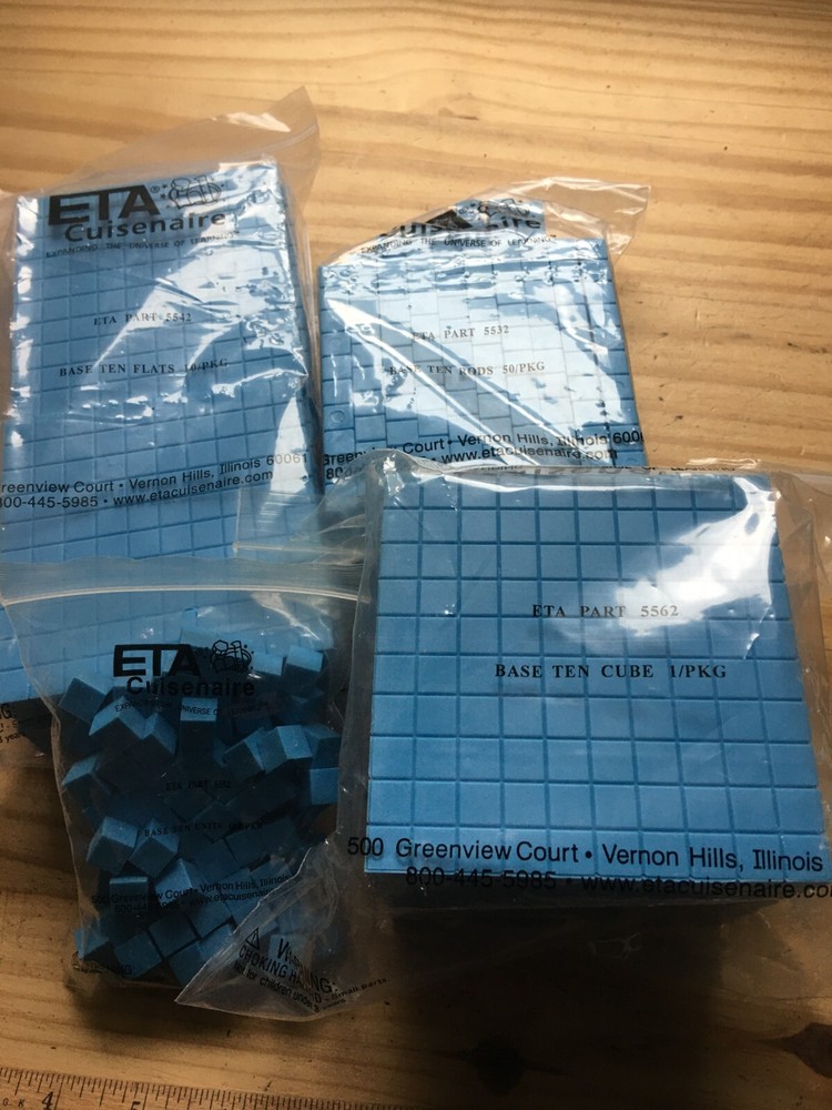 Cuisenaire Base Ten Flats Cube Rods Units Math Manipulatives Blocks Blue ***Read