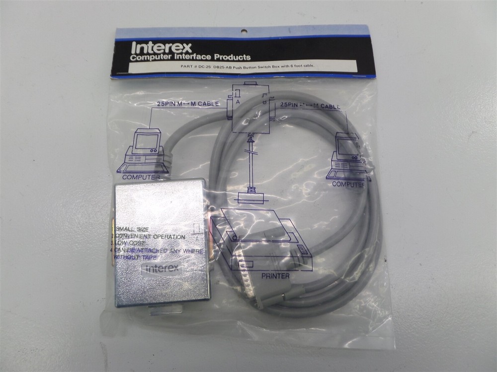 Interex DB25-AB Push Button Switch Box with 6ft Cable DC-25