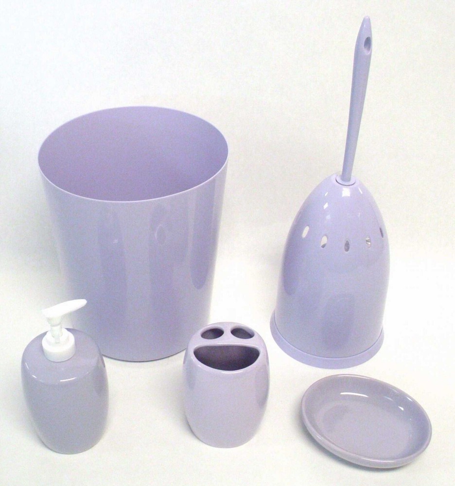 Mainstays 5-Piece Bathroom Accessory Set, Lavender