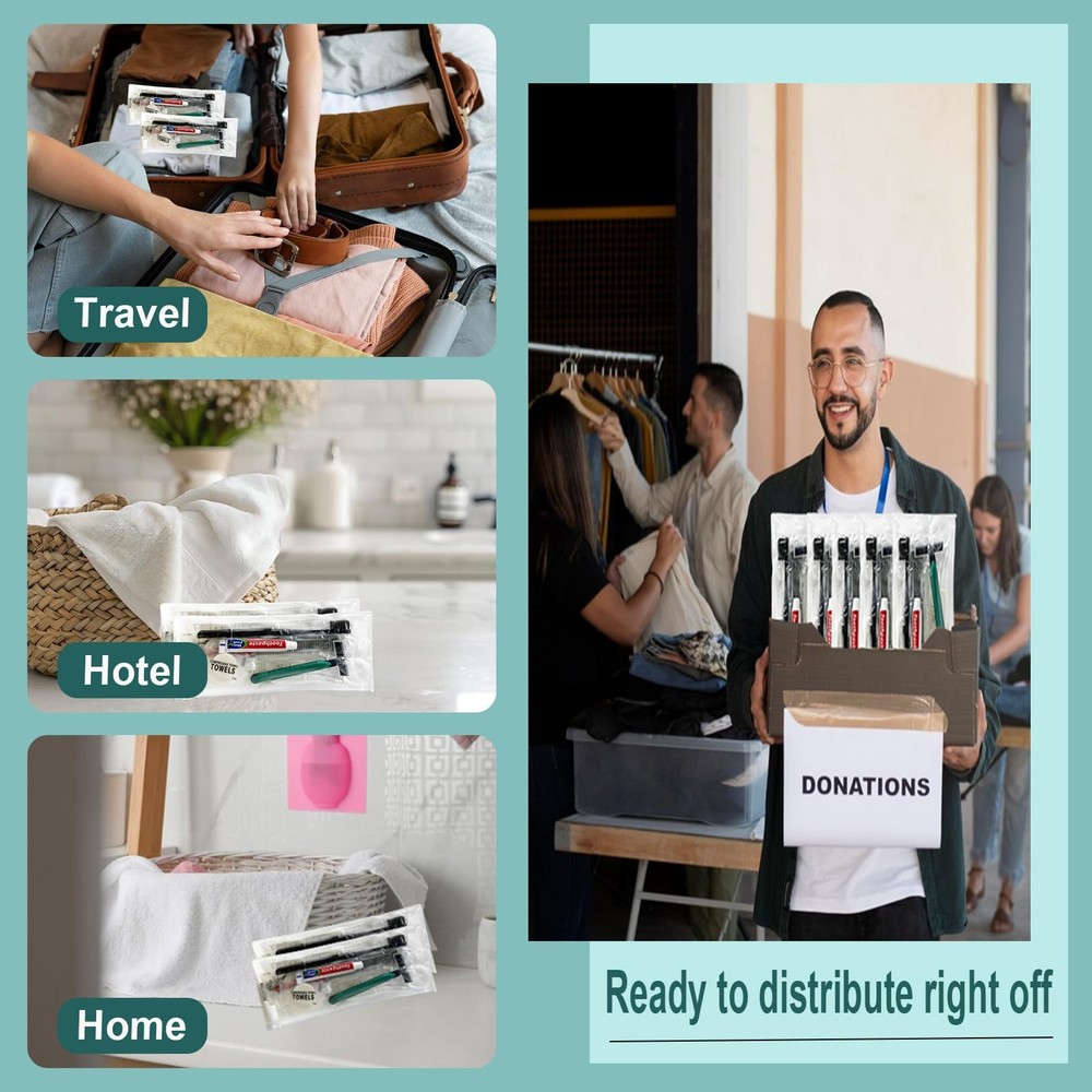 20 Sets Personal Hygiene Kit Bulk, Disposable Toothbrushes with Toothpaste, C...