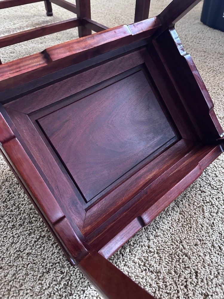 Vtg Asian Chinese Set of 3 Nesting Nested Side Tables Solid Rosewood EUC