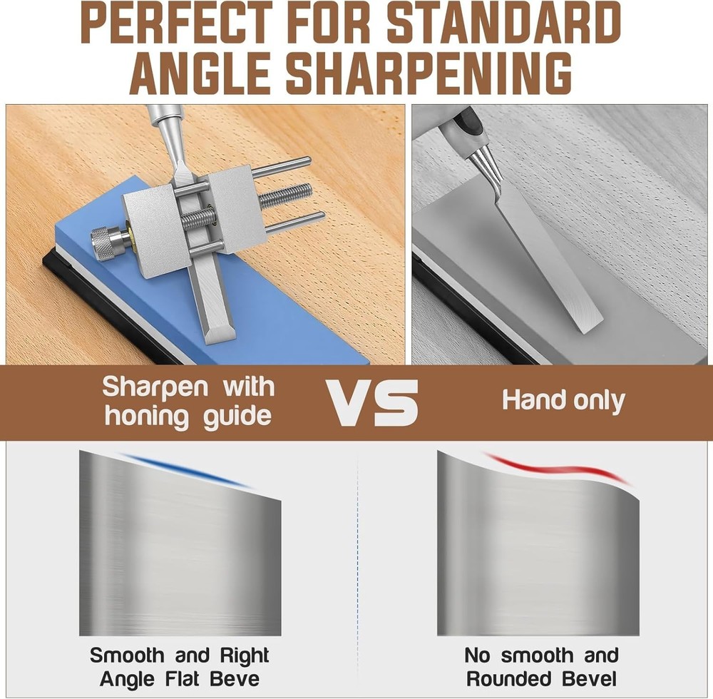Versatile Chisel Sharpening System - Heavy Duty Angle Fixture & Gauge Included