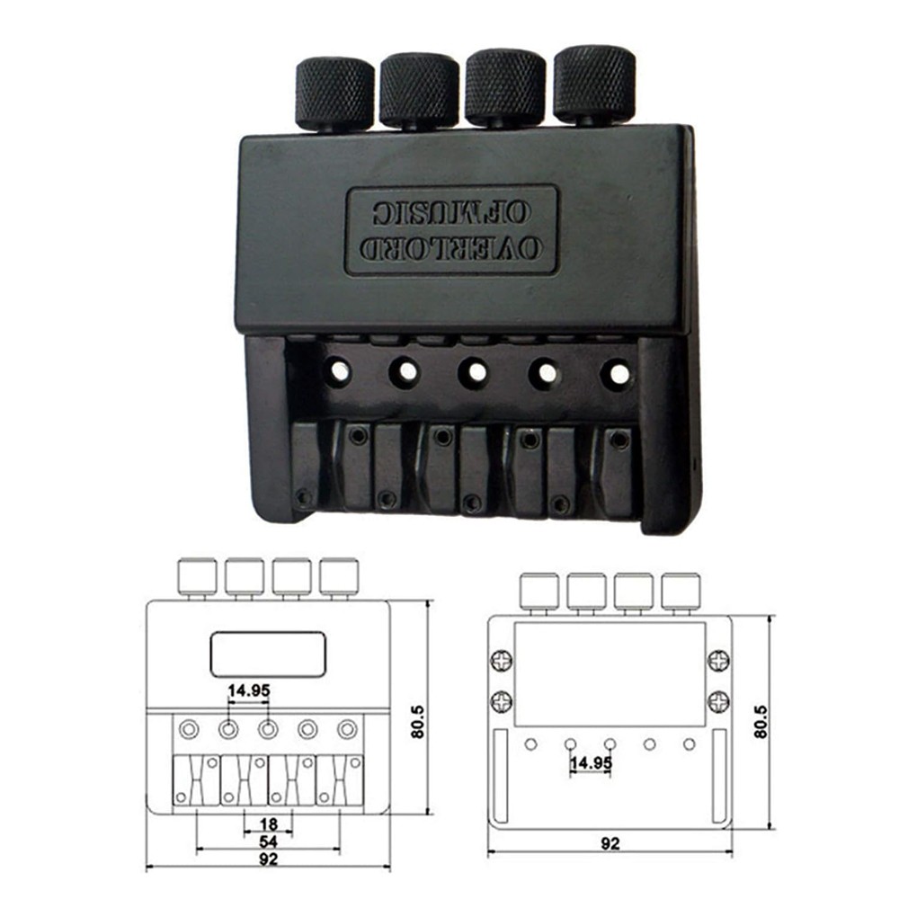 4 String Headless Guitar Bass Bridge Tailpiece System Fixed Hardtail Saddle