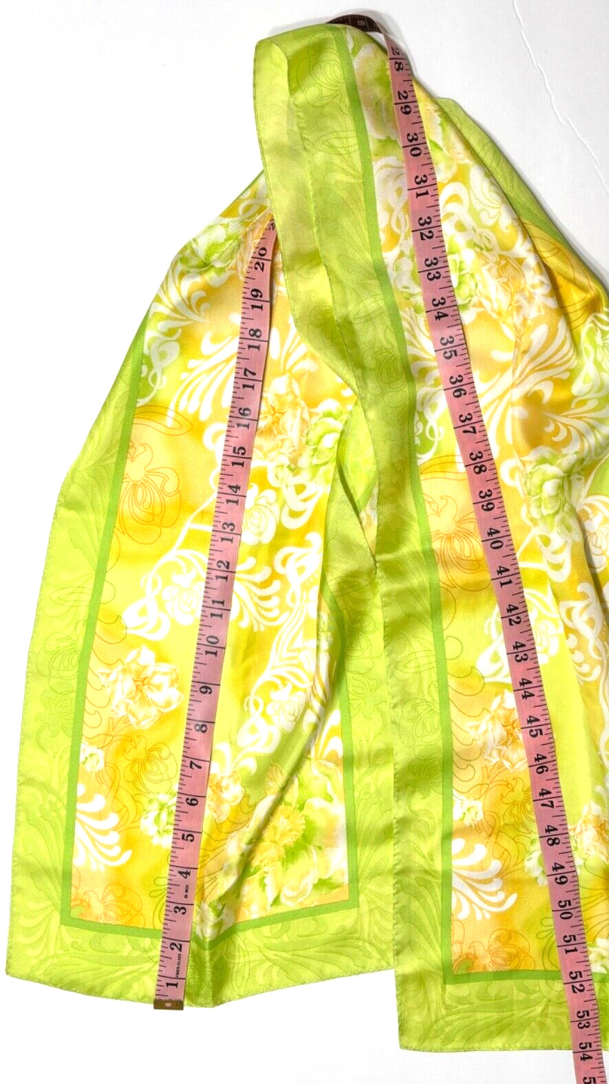 Adrienne Landau Studio Sheer Vintage Green Yellow White Floral Scarf Rectangular