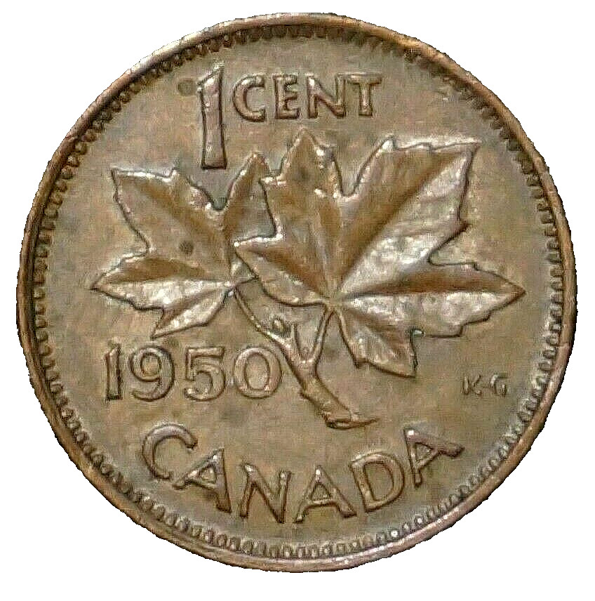 George VI / Maple leaf  1 cent  1950 CANADA (165F)