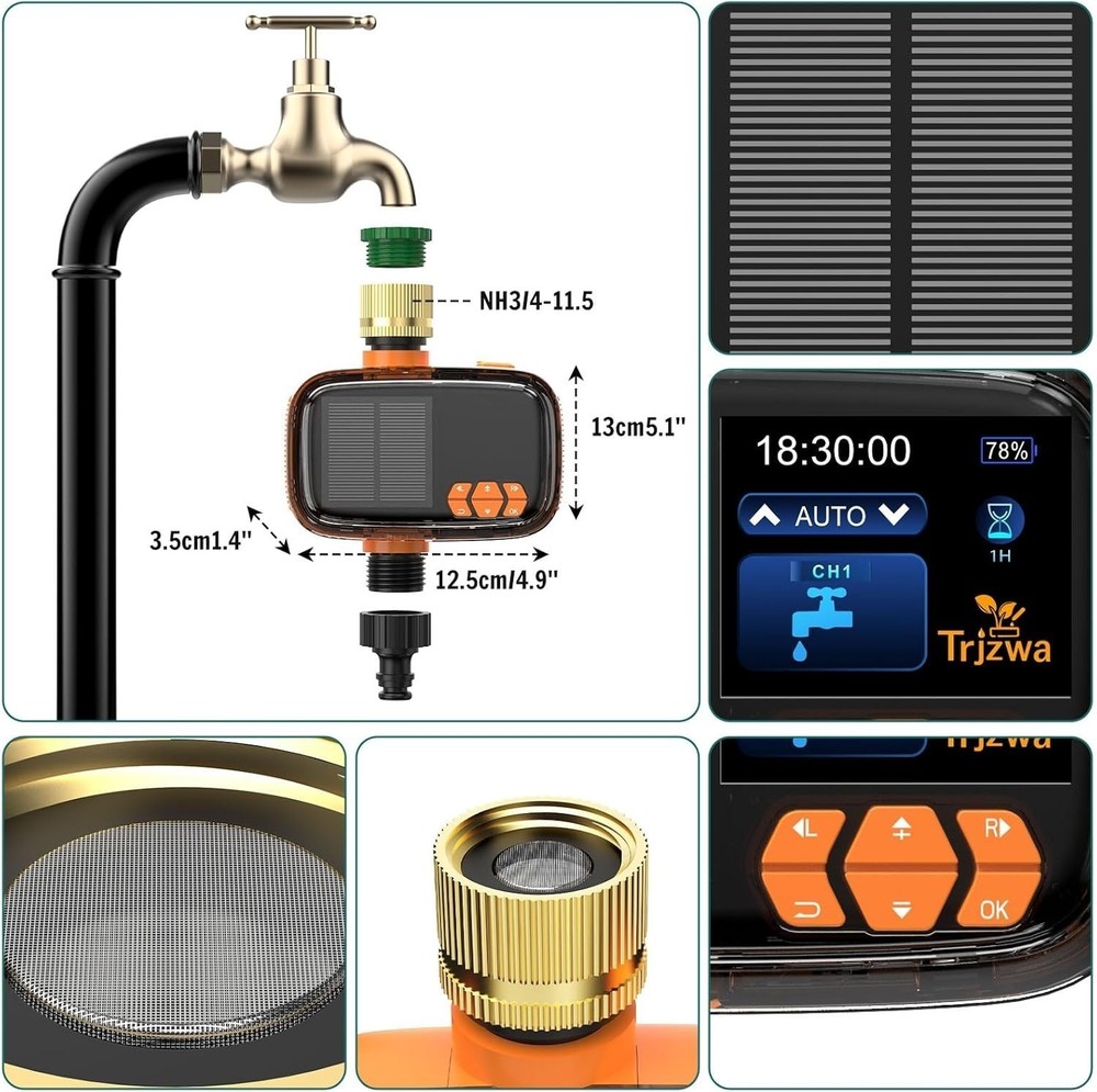 Solar Sprinkler Timer for Smart Hose Timer with Rain Delay/Manual/Automatic