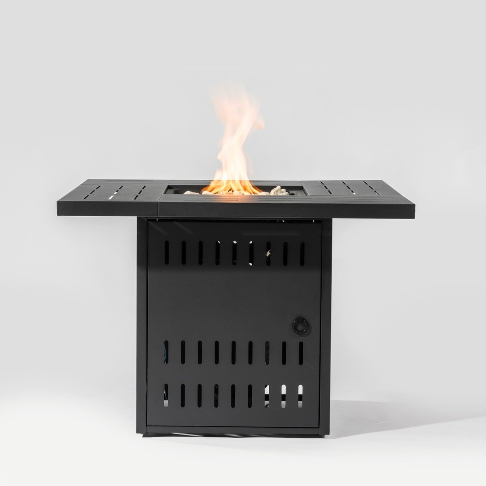 34" Rectangular Propane Fire Pit Table, 50000 BTU Steel Outdoor Patio Heater