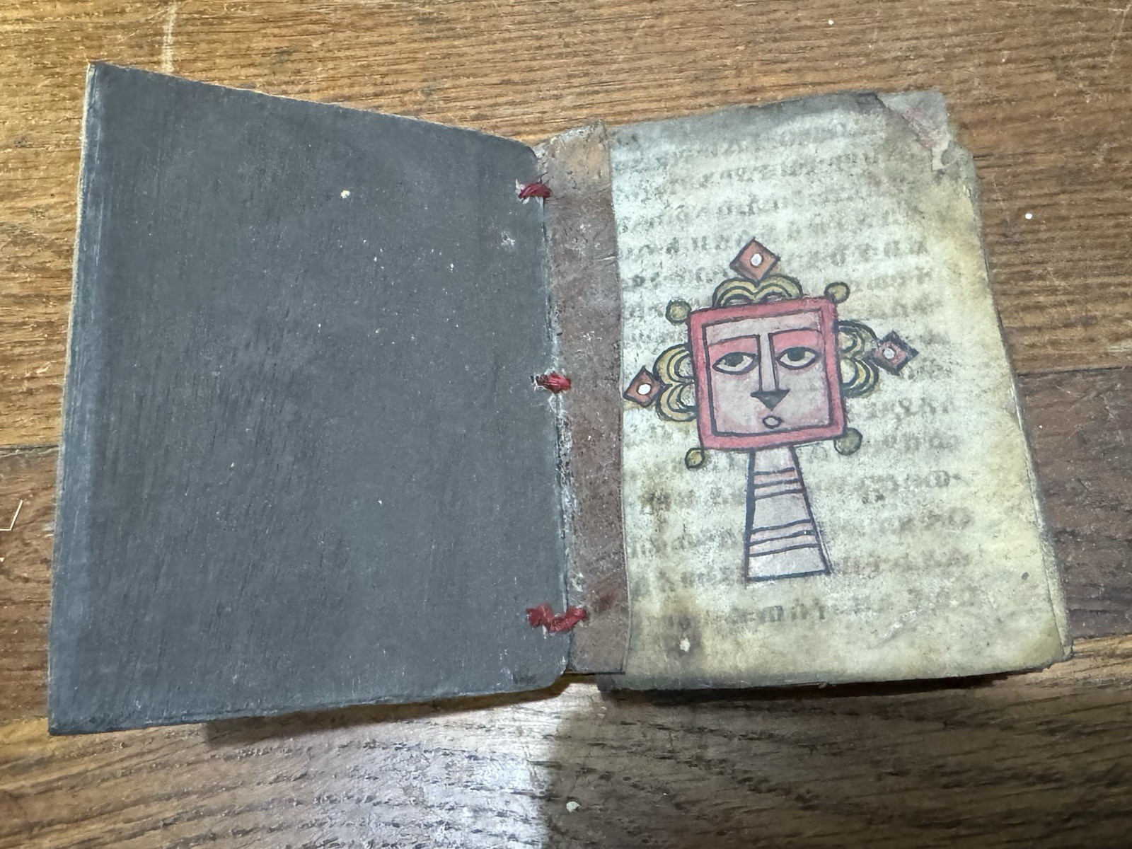 Antique Ethiopian Bible – Ge’ez Script on Vellum Colorful Hand-Painted Read Desc