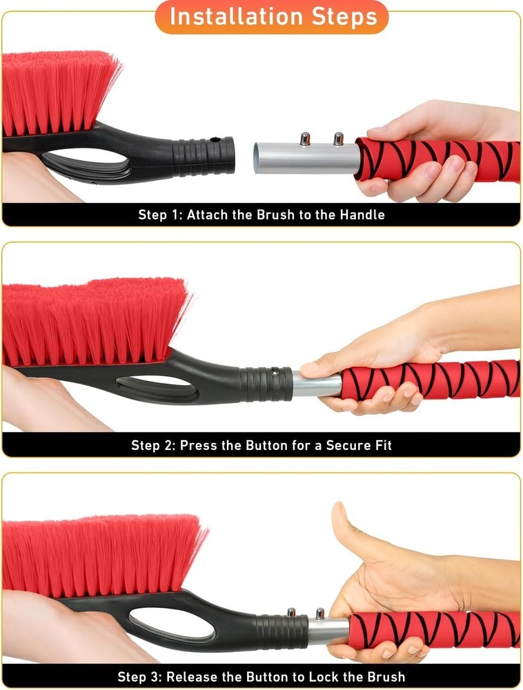 27" Snow Brush and Ice Scraper - Lightweight, Scratch-Free & Ergonomic