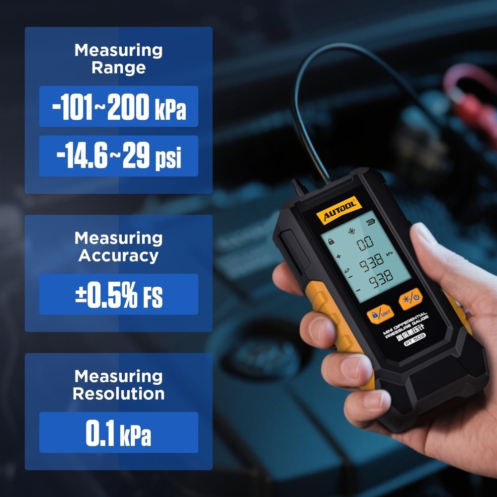 AUTOOL Manometer Gas Pressure Tester, Digital Manometer HVAC, 6 Units Differe...