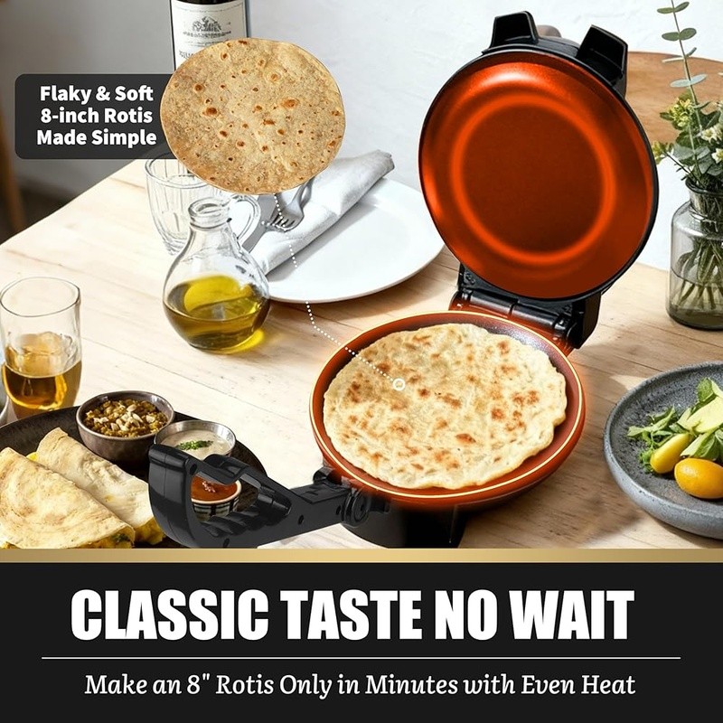 Electric Roti Maker Non Stick Temperature Control U Shaped Flatbread Cooker New