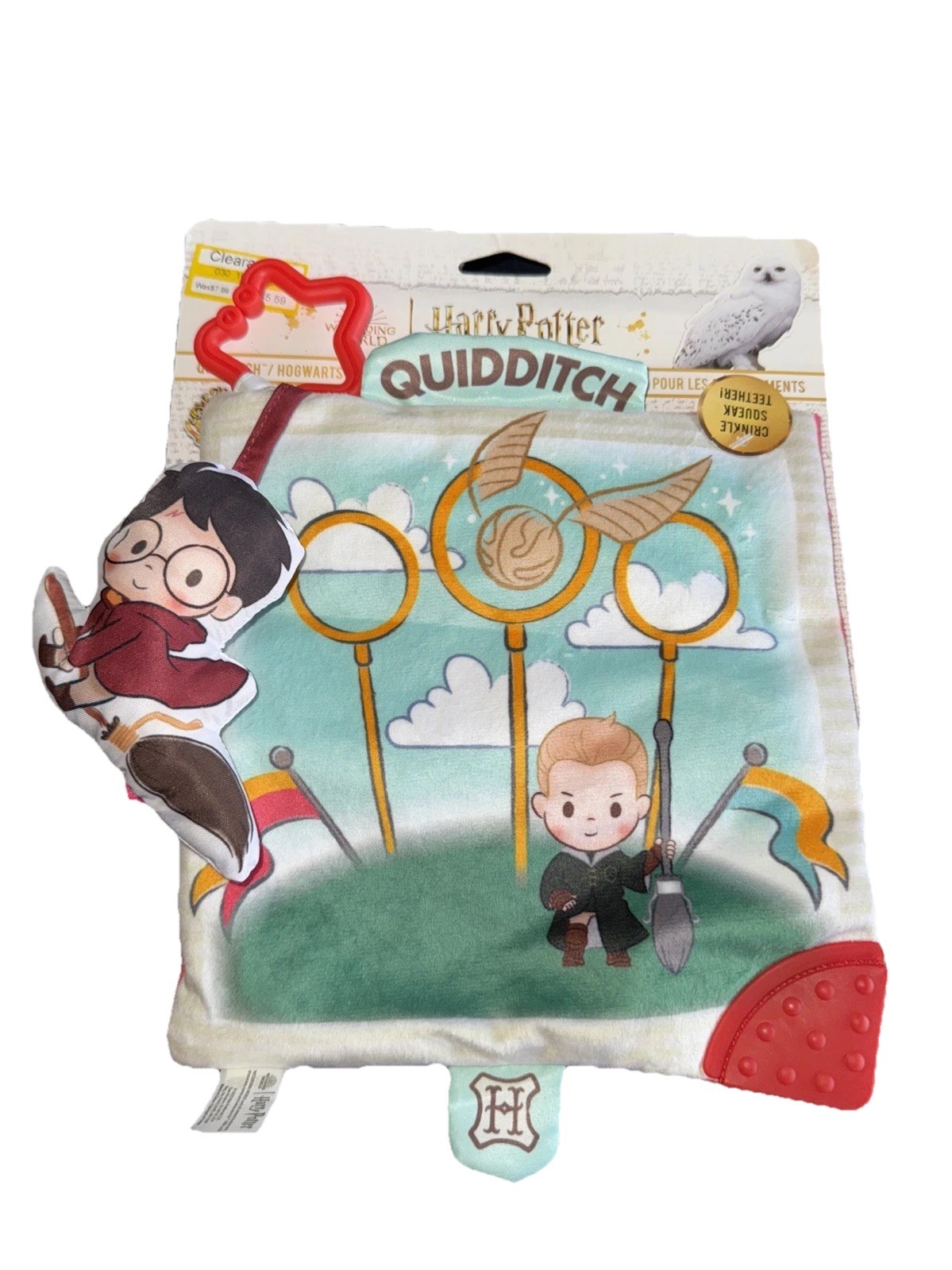 Harry Potter Crinkle Squeak Teether Square Baby Lovey Activity Toy Quidditch
