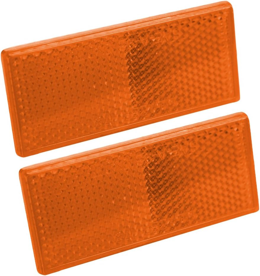 Rectangular Stick-On Reflector, Amber, 2 Pack