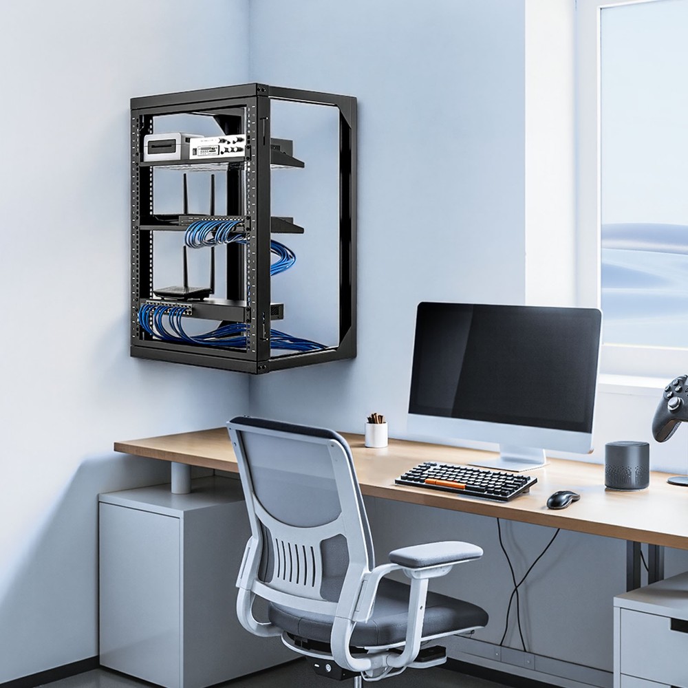 VEVOR 15U Wall Mount Server Rack Open Frame Network Rack 150 lbs 180 Degrees