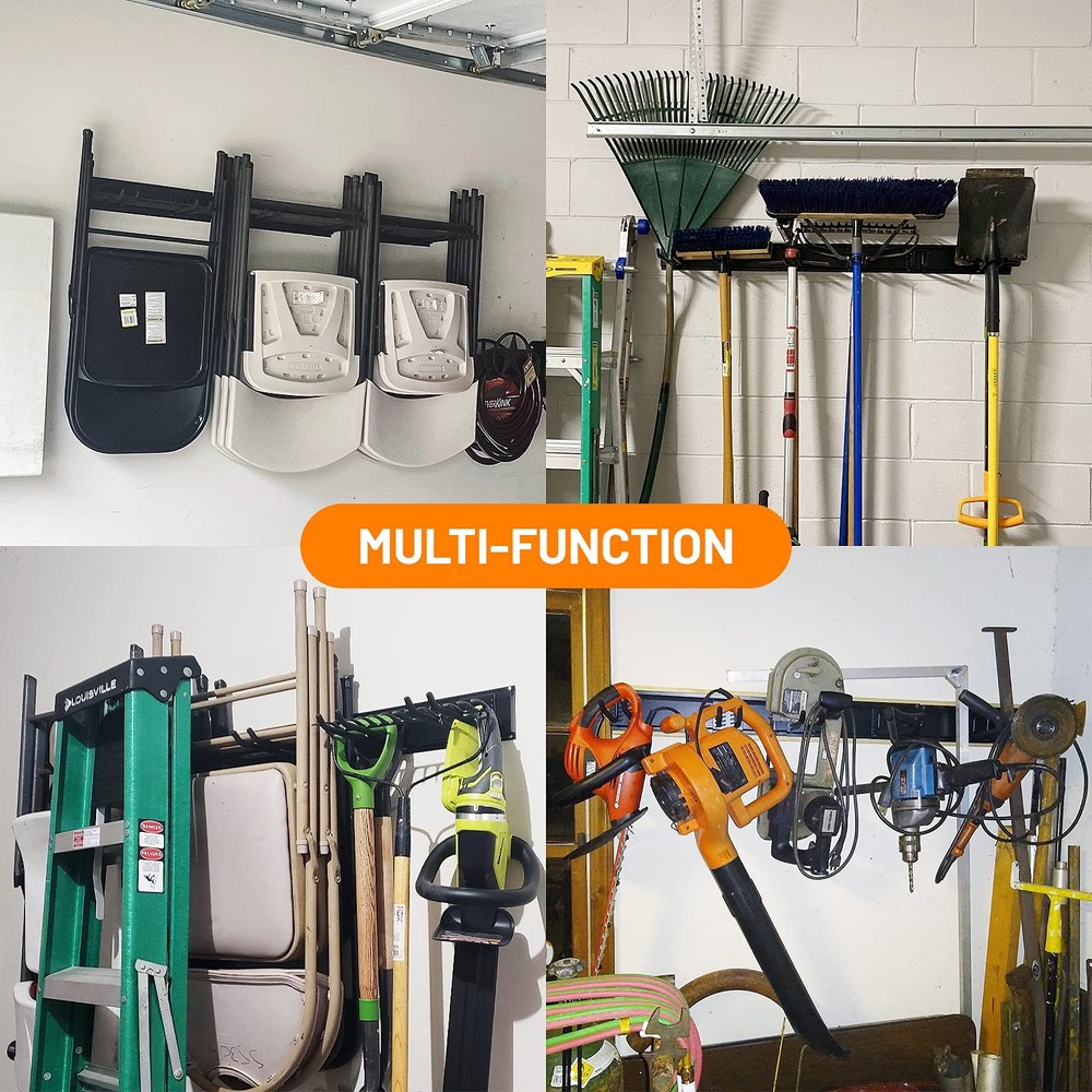 Wallmaster Garage Storage Organization Wall Mount, 6Hooks+3Panels, Black