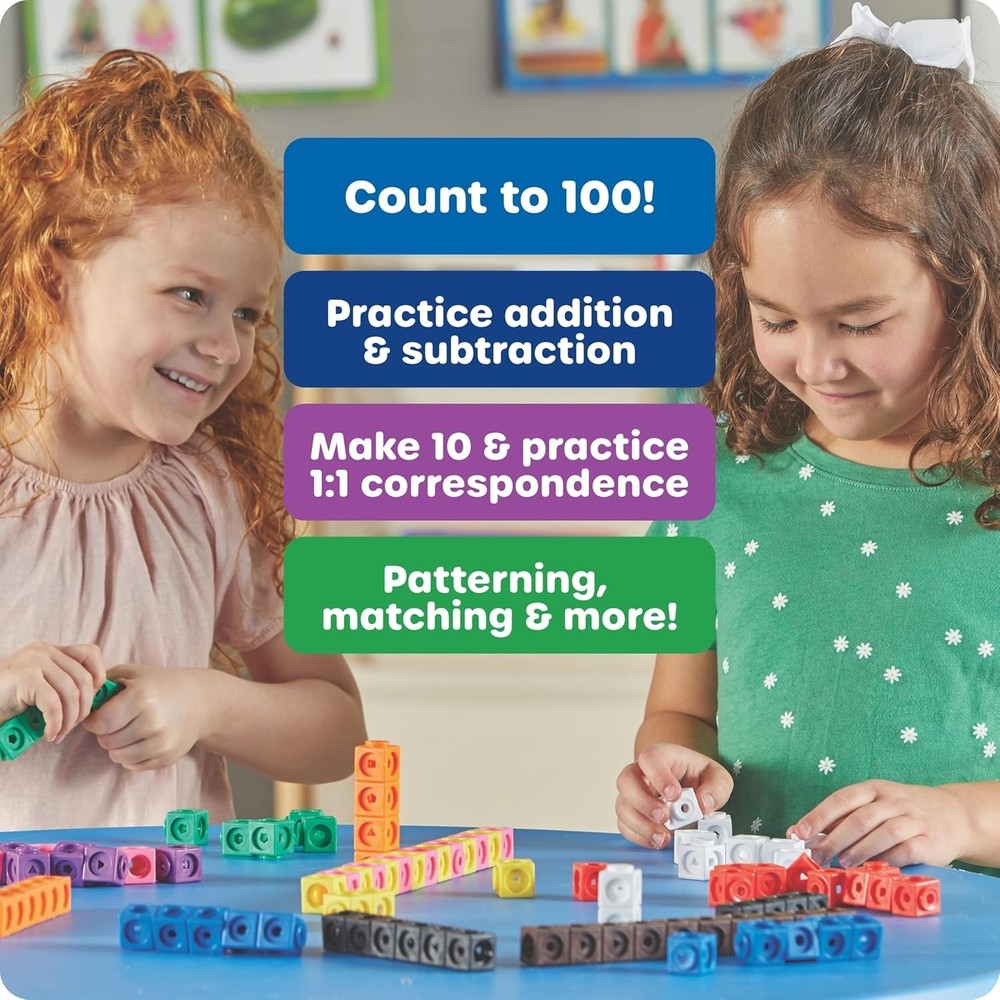 Counters for Kids - 100 Math Cubes for Shape and Color Identification