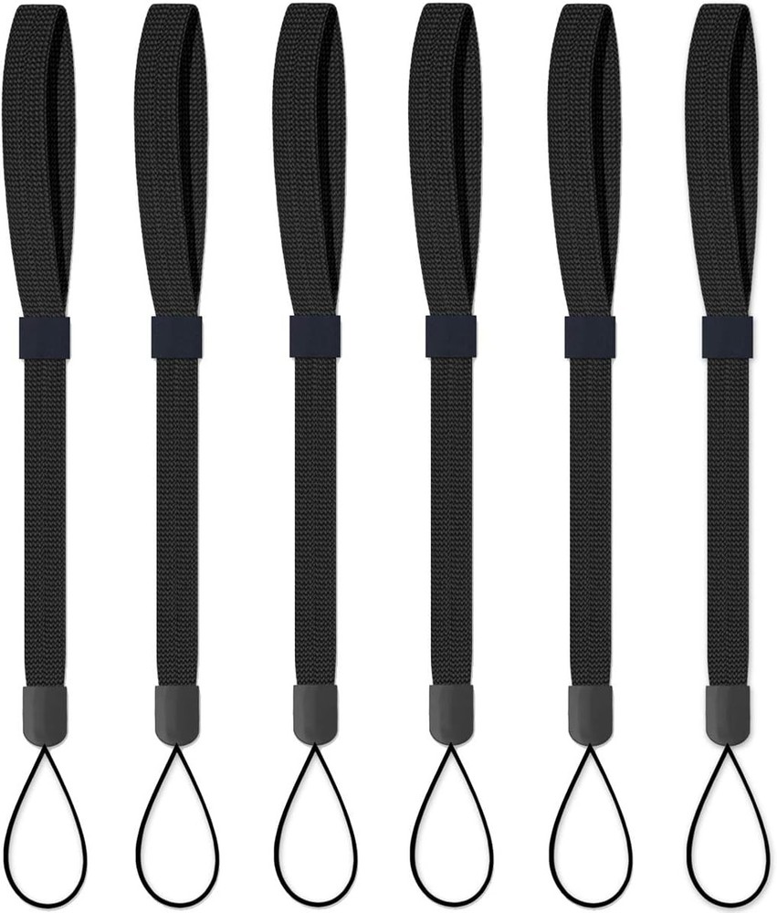 AMUU Adjustable Flat Wrist Lanyard Strap String 6 Pack Black Flashlight,for USB