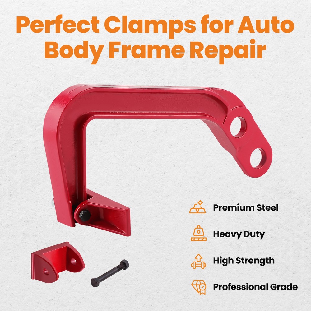 6 Ton Auto Body Frame Jumbo Deep Fast Hook Up Hook Clamp Kit Pulling Puller