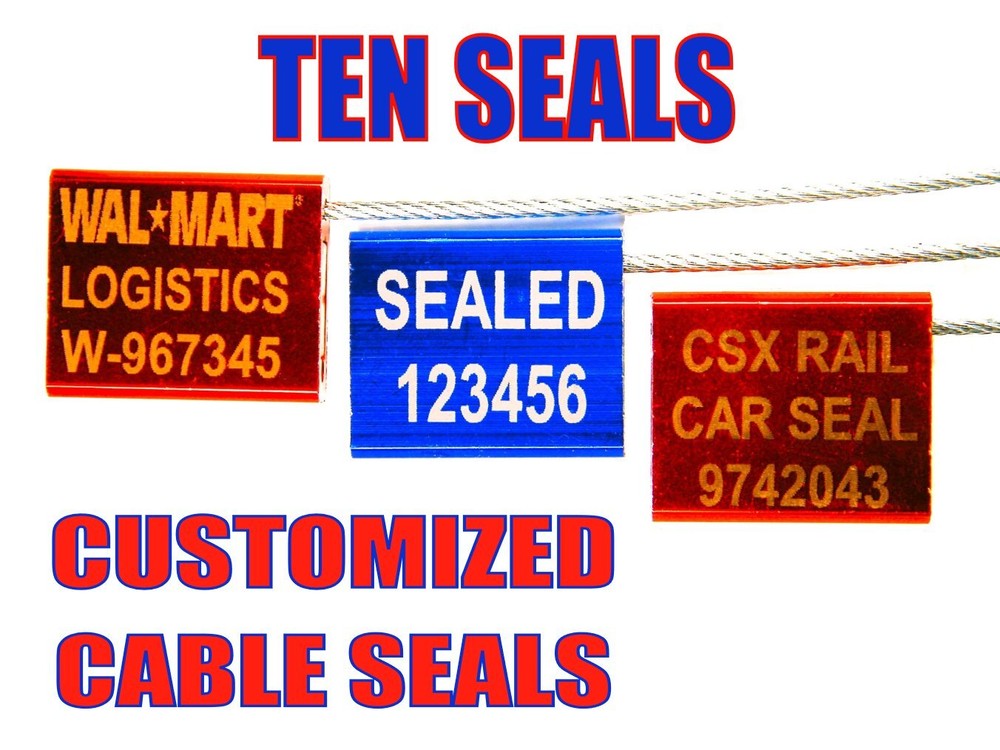 CABLE LOCK SECURITY SEALS, 12”, COLORS, CUSTOMIZED / YOUR TEXT, TEN SEALS 😃