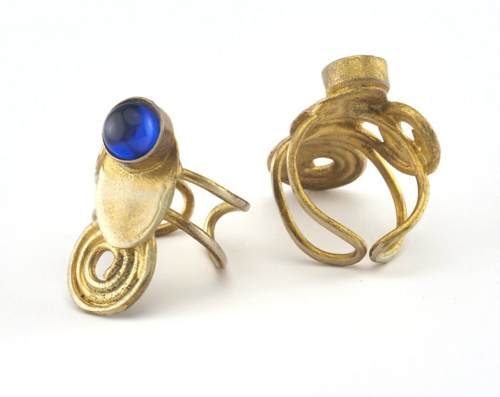 Ring Adjustable Ring Bezel - Raw brass 18mm 7.5US inner size - Adjustable 2837
