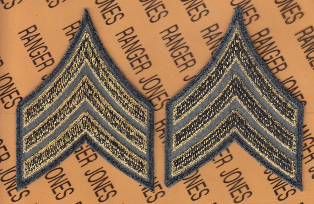 US Army Enlisted E-5 SGT Sergeant Stripes Class A uniform ~4" patch set c/e U