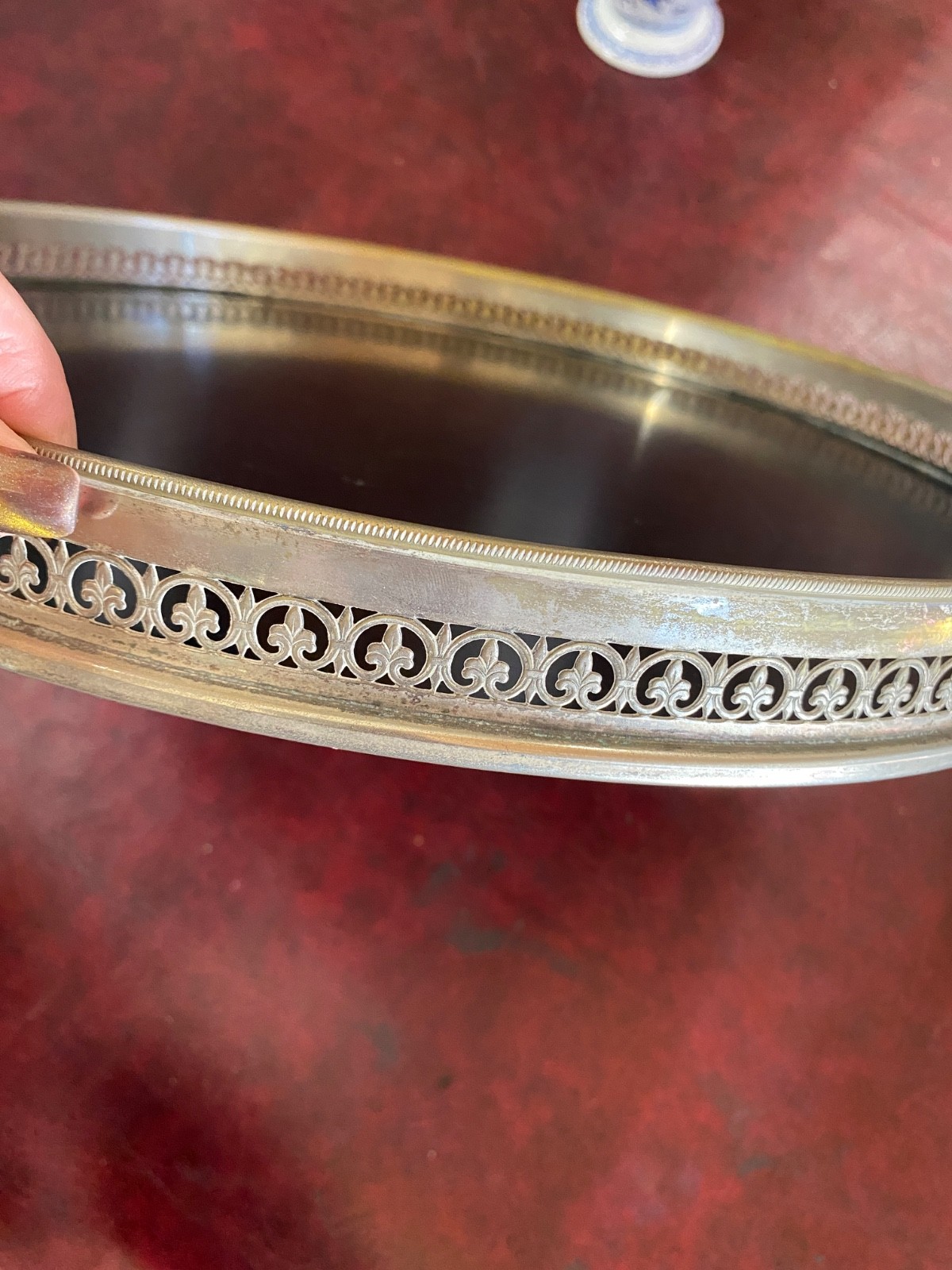 VTG William Adams Towle Serving Tray 16" Italy Silver Plate Black Formica