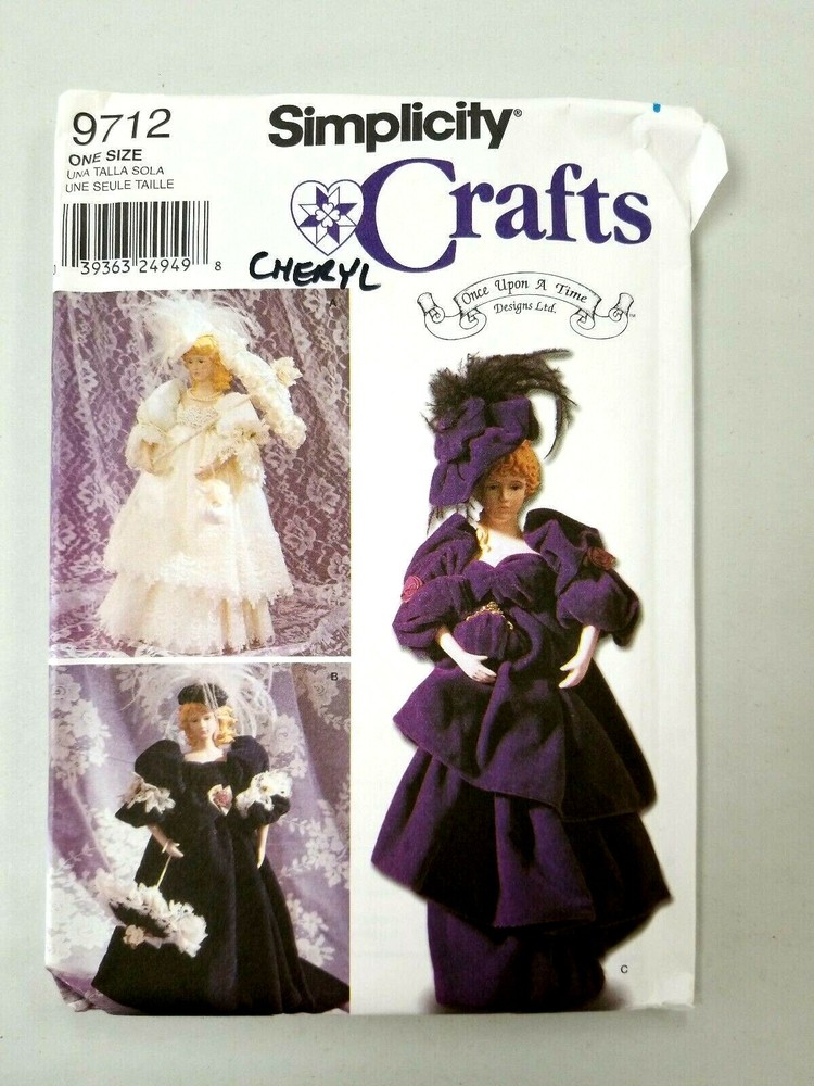 Simplicity  Decorative Doll Clothes Pattern 9712 Size 17" UNC