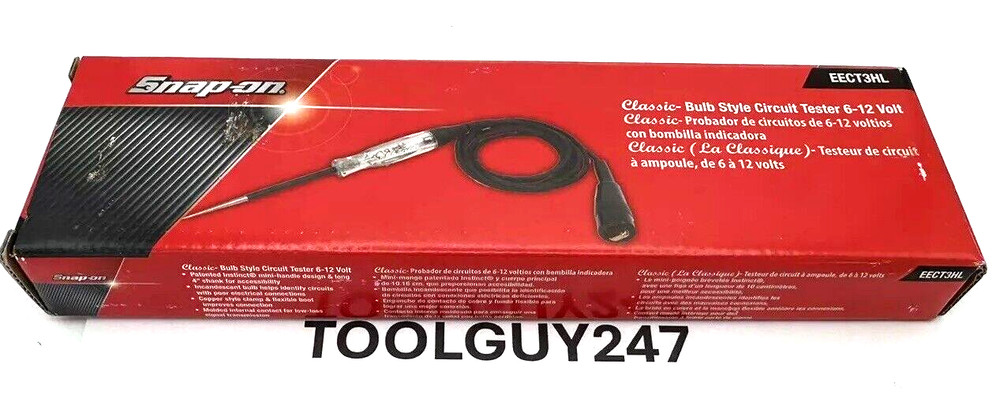 SNAP ON TOOLS Classic Circuit Tester Bulb style 6-12v DC Flex cable EECT3HL NEW