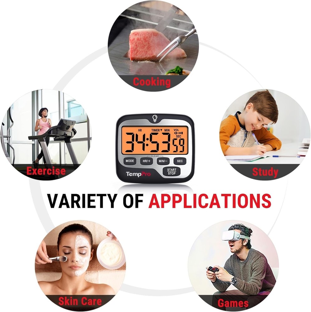 TM01 Kitchen Timers for Cooking with Count Up Countdown Timer, Digital Timer ...