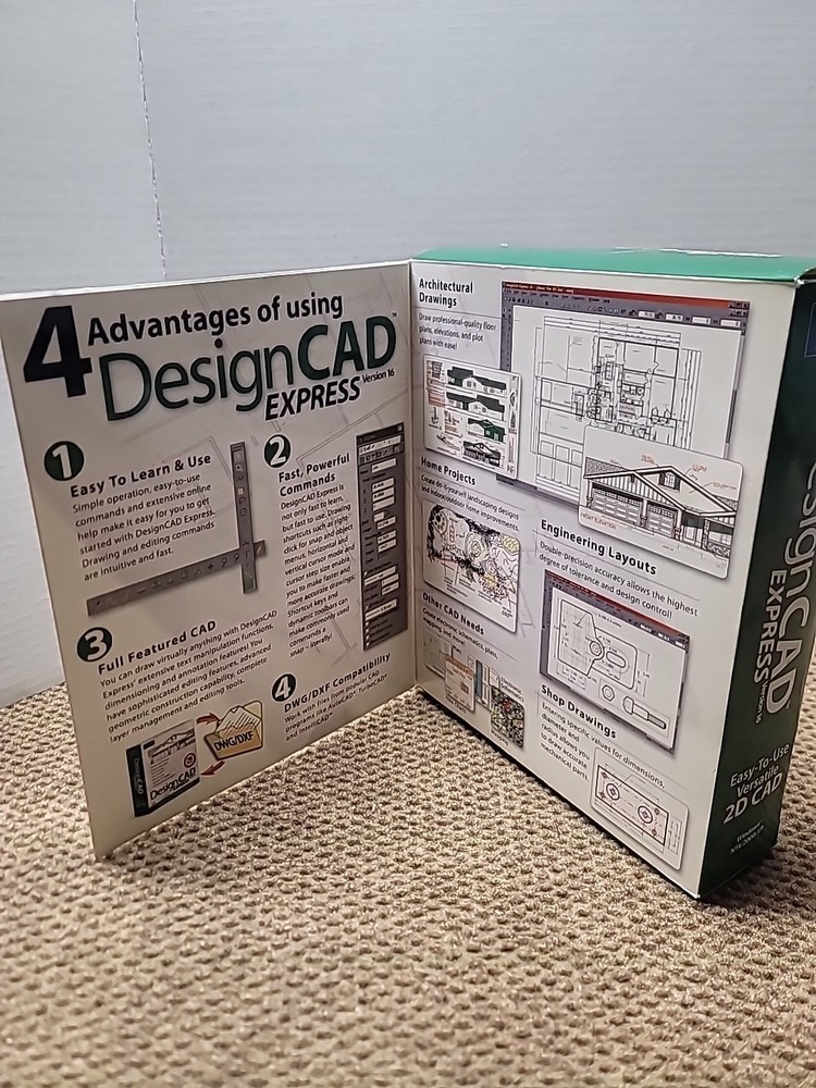 New Sealed Design CAD Express Version 16 DesignCAD PC Computer Software Big Box
