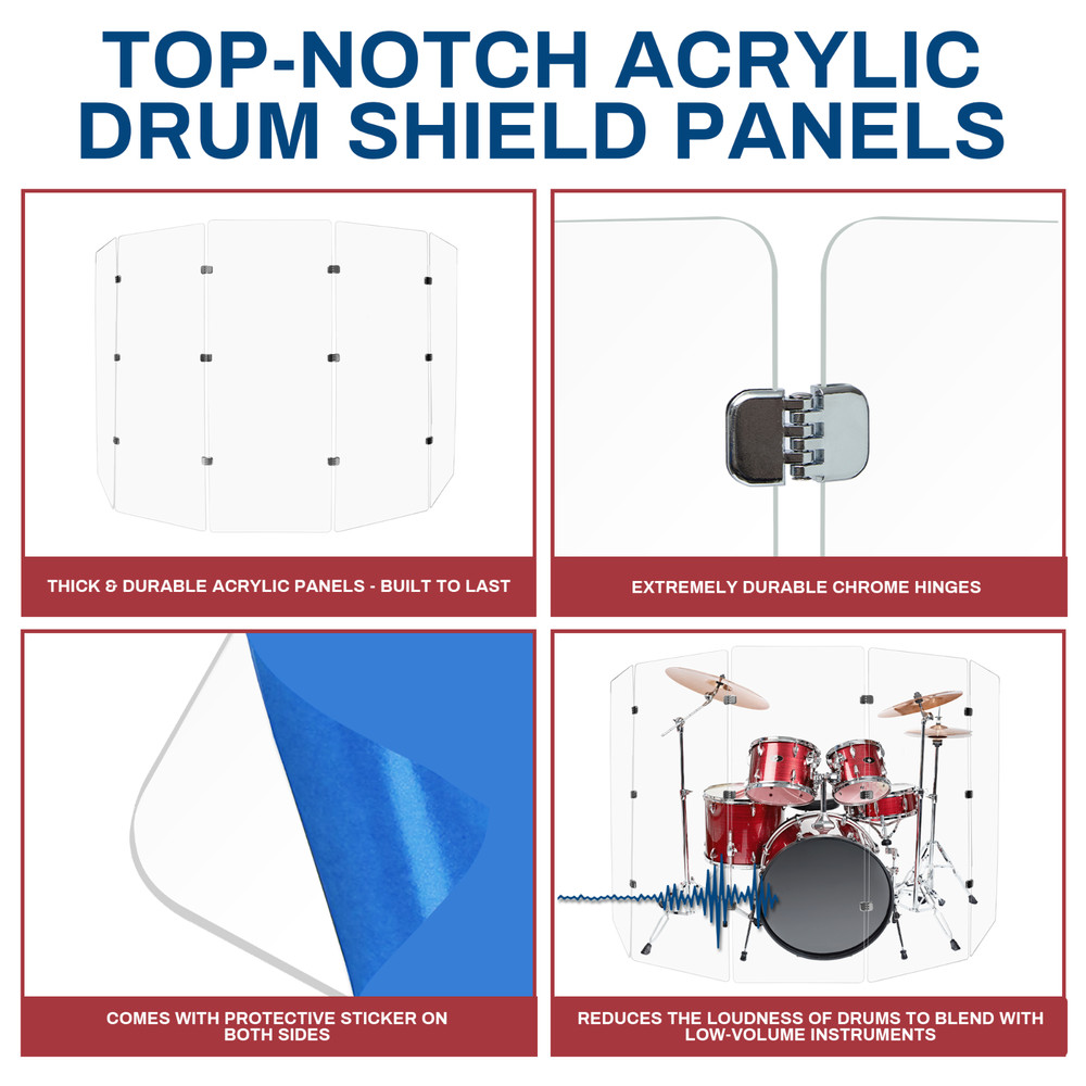 Drum shield 5 section drum shield / Noise Isolating / Chrome Hinge / USA MADE!