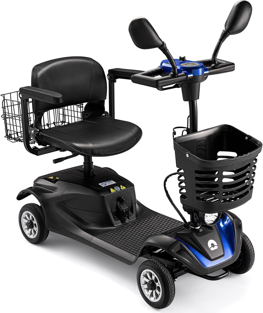 4 Wheels Mobility Scooter Long Range All Terrain LED Headlights W/ Baskets
