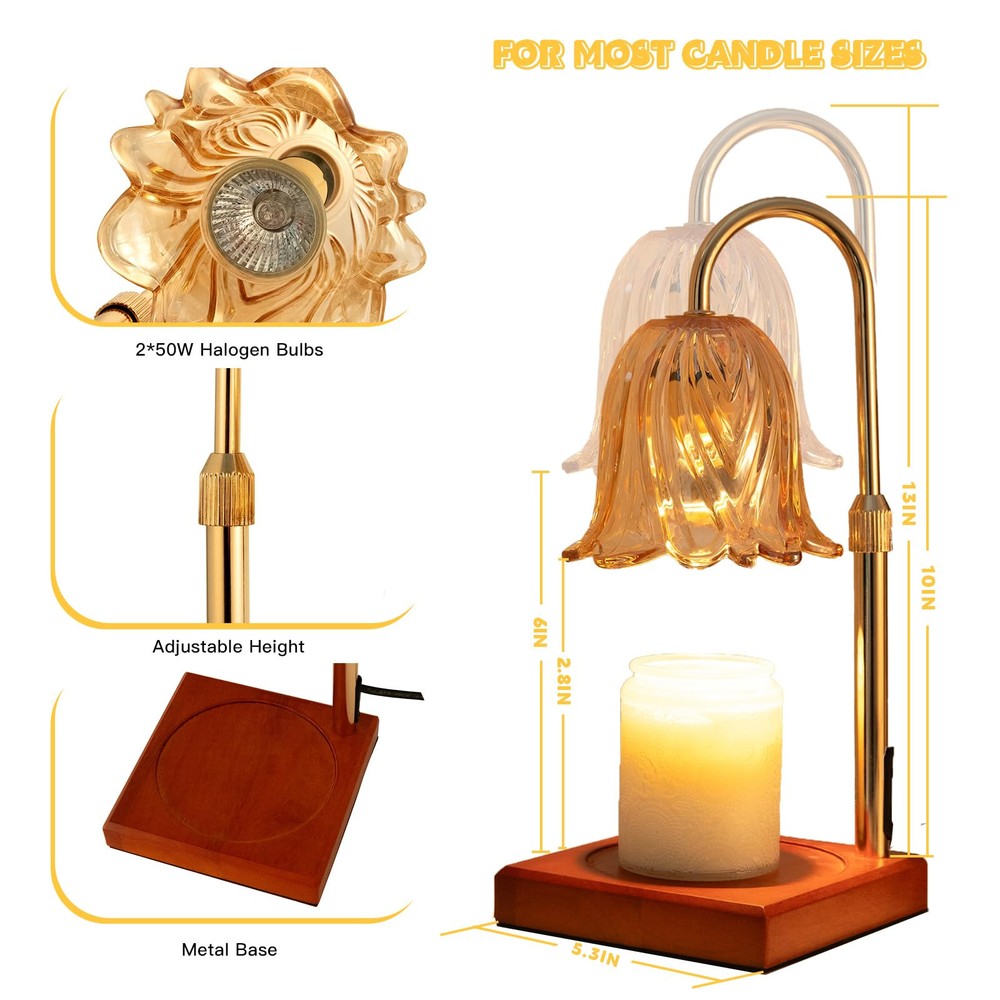 Candle Warmer Lamp, Dimmable Candle Lamp Warmer, Adjustable Height, Timer, Be...
