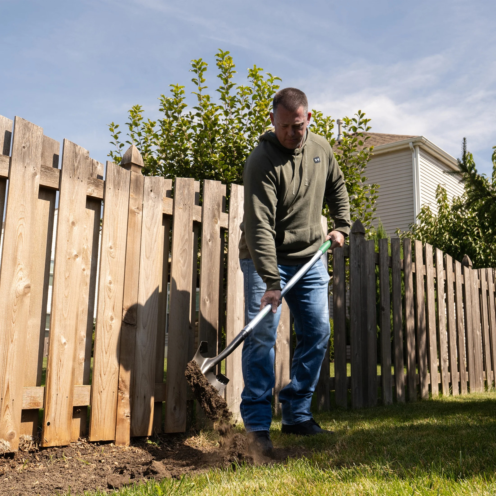 Expert Gard/ner Fiberglass Long Handle Digging Shovel with Comfort End Grip