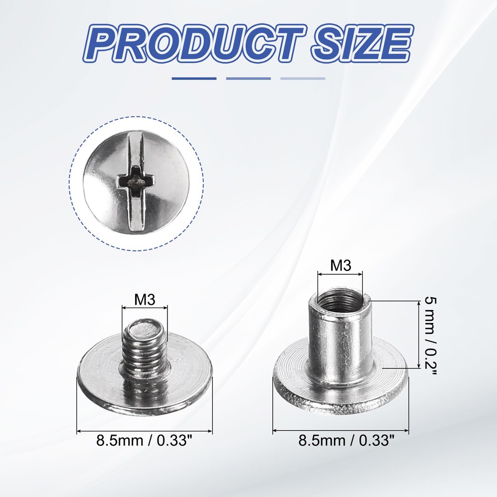 30set Phillips Chicago Screw M3x5mm Binding Post Screw, Silver