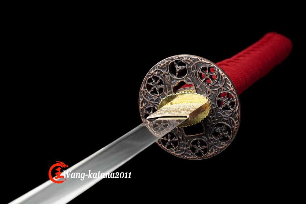 Handmade Full Tang Red Japanese Samurai Katana Function Sharp Sword Spring Steel