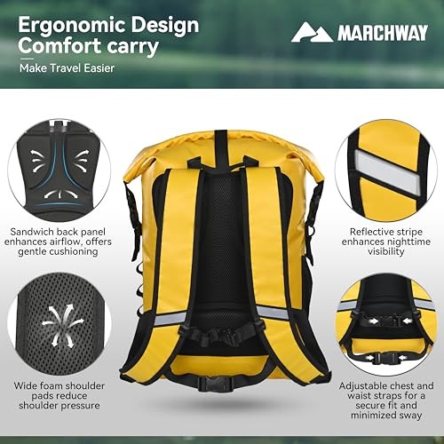 Roll Top Waterproof Backpack, Floating Dry Bag with 20L Yellow