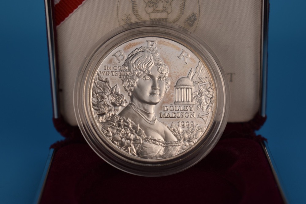 1999 Dolley Madison Silver Proof $1 Commem w/ Box & COA