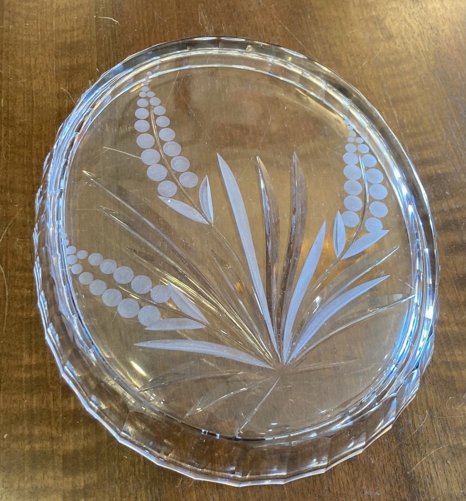 Oval Etched Glass Serving Tray