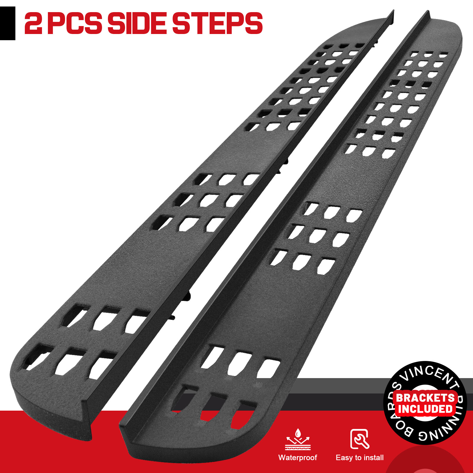 7" Black Raptor Bar Fit 15-26 FORD F-150 Super Crew Cab Side Step Running Board