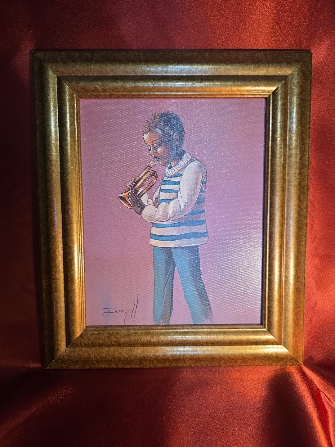 ELAINE DUNGILL  Boy Playing Bugle GICLEE ON CANVAS PAINTING