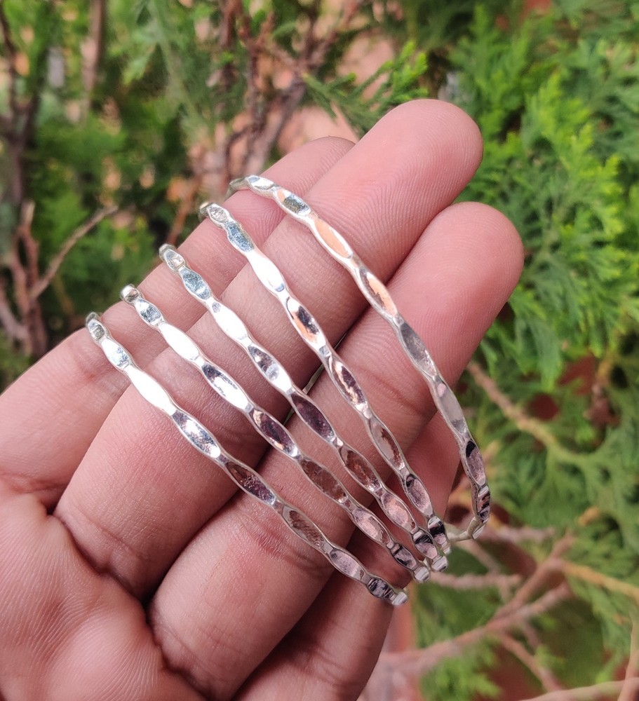Unique Silver Bangle Set! Amazing Solid 925 Sterling Silver Bangle set! MK*