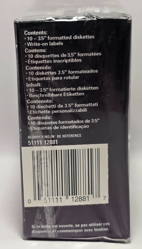 Imation 2HD 1.44MB IBM Formatted Diskettes 10 Pack Sealed